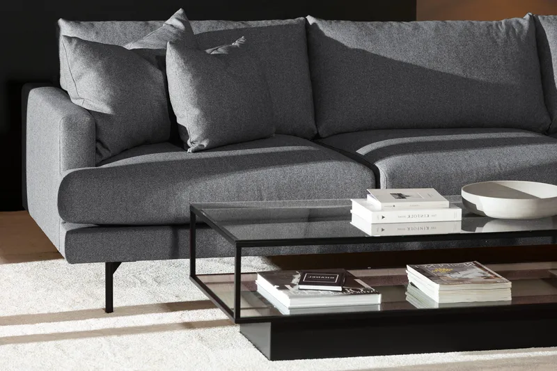 Menard 4-seters Høyrevendt Dyp L-formet Sjeselongsofa i Stoff - Mørk grå - Møbler - Sofaer - Sofa med sjeselong