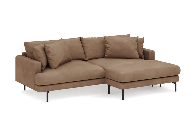 Menard 4-seters Høyrevendt L-formet Divansofa i Manchester - Brun - Møbler - Sofaer - Sofa med sjeselong
