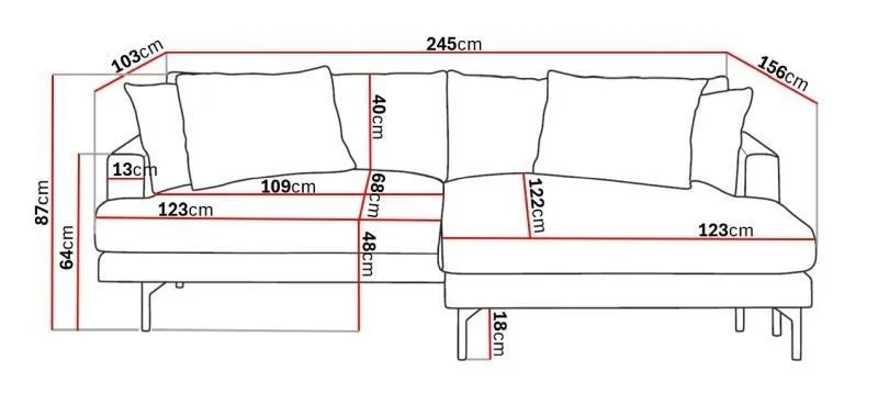 Menard 4-seters Høyrevendt L-formet Divansofa i Stoff - Beige - Møbler - Sofaer - Sofa med sjeselong