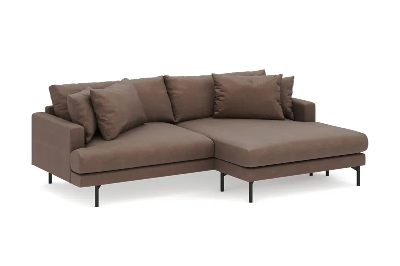 Menard 4-seters Høyrevendt L-formet Divansofa i Stoff - Brun - Møbler - Sofaer - Sofa med sjeselong
