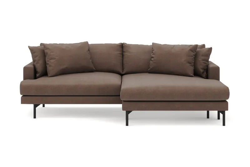 Menard 4-seters Høyrevendt L-formet Divansofa i Stoff - Brun - Møbler - Sofaer - Sofa med sjeselong