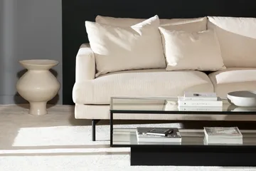 Menard 4-seters høyrevendt L-formet dyp sjeselongsofa i kordfløyel - Beige - Møbler - Sofaer - Sofa med sjeselong