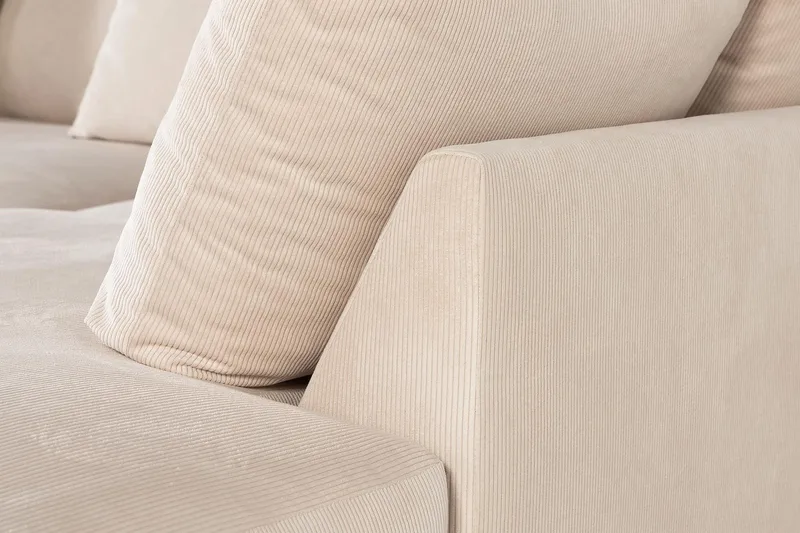 Menard 4-seters høyrevendt L-formet dyp sjeselongsofa i kordfløyel - Beige - Møbler - Sofaer - Sofa med sjeselong