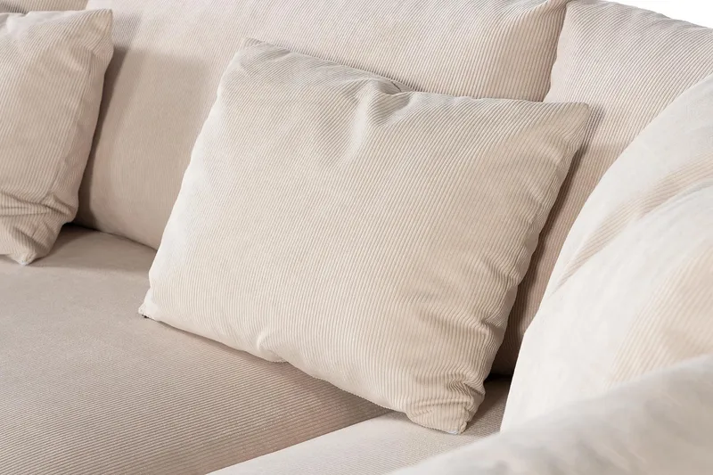 Menard 4-seters høyrevendt L-formet dyp sjeselongsofa i kordfløyel - Beige - Møbler - Sofaer - Sofa med sjeselong