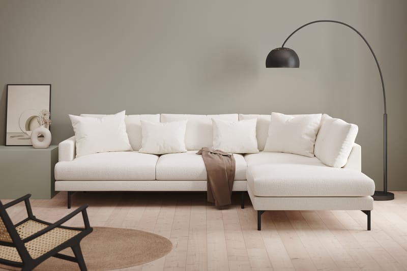 Menard 4-seters Høyrevendt L-formet Sjeselongsofa i Bouclé - Hvit - Møbler - Sofaer - Sofa med sjeselong