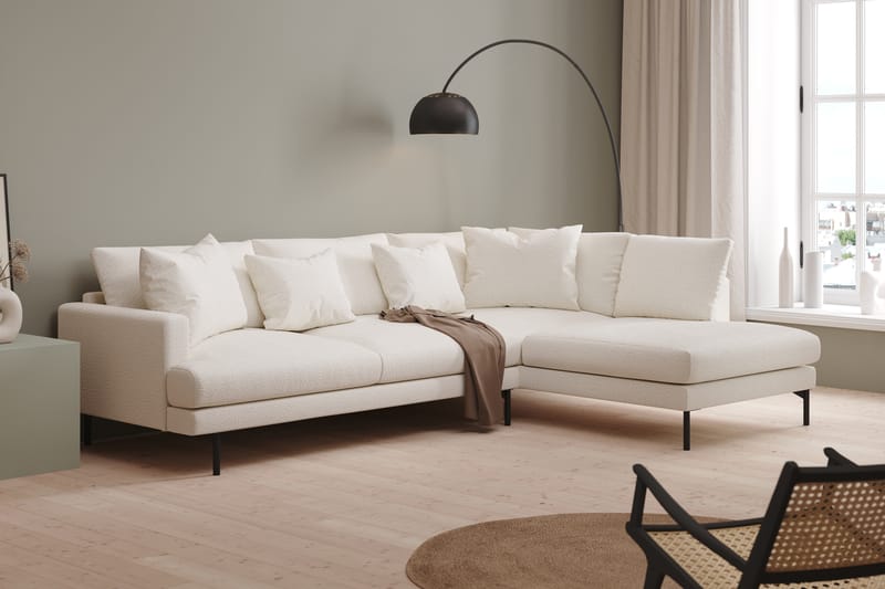 Menard 4-seters Høyrevendt L-formet Sjeselongsofa i Bouclé - Hvit - Møbler - Sofaer - Sofa med sjeselong