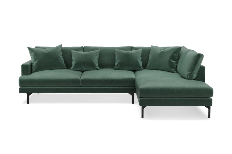 Menard 4-seters Høyrevendt L-formet Sjeselongsofa i Fløyel - Mørk grønn - Møbler - Sofaer - Sofa med sjeselong