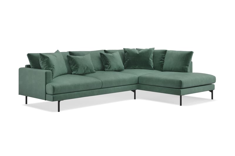 Menard 4-seters Høyrevendt L-formet Sjeselongsofa i Fløyel - Mørk grønn - Møbler - Sofaer - Sofa med sjeselong