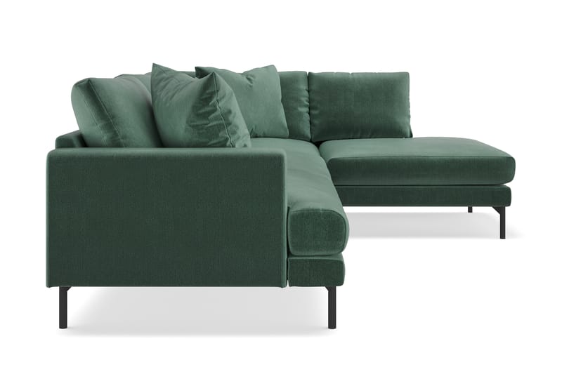 Menard 4-seters Høyrevendt L-formet Sjeselongsofa i Fløyel - Mørk grønn - Møbler - Sofaer - Sofa med sjeselong