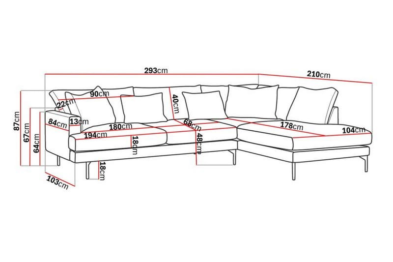Menard 4-seters Høyrevendt L-formet Sjeselongsofa i Manchester - Beige - Møbler - Sofaer - Sofa med sjeselong