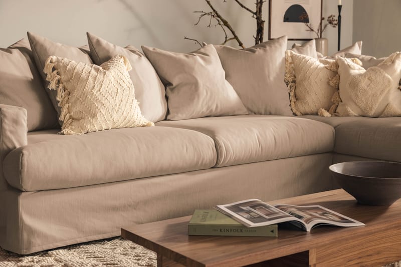 Menard 4-seters Høyrevendt L-formet Sjeselongsofa i Stoff - Beige - Møbler - Sofaer - Sofa med sjeselong