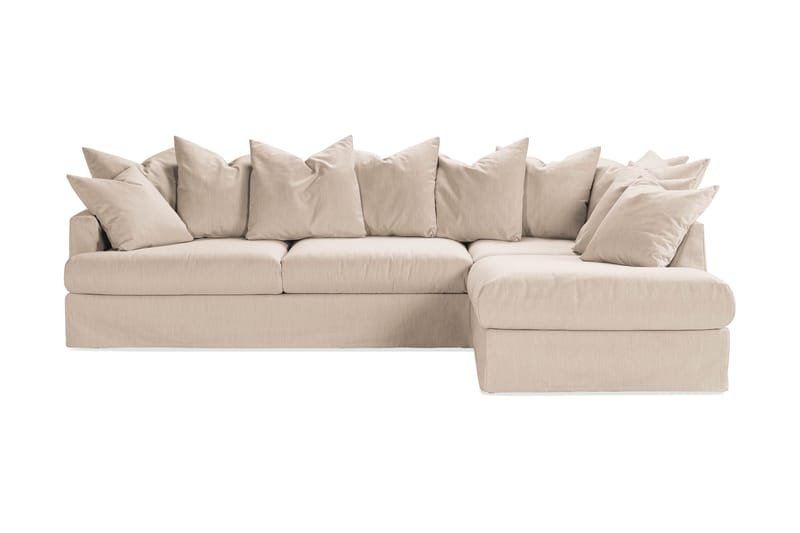 Menard 4-seters Høyrevendt L-formet Sjeselongsofa i Stoff - Beige - Møbler - Sofaer - Sofa med sjeselong