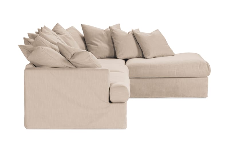 Menard 4-seters Høyrevendt L-formet Sjeselongsofa i Stoff - Beige - Møbler - Sofaer - Sofa med sjeselong