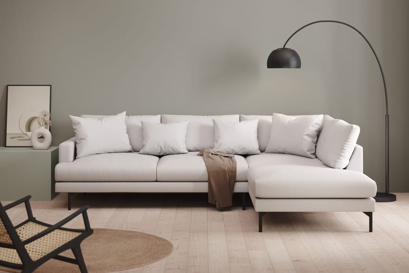 Menard 4-seters Høyrevendt L-formet Sjeselongsofa i Stoff - Hvit - Møbler - Sofaer - Sofa med sjeselong