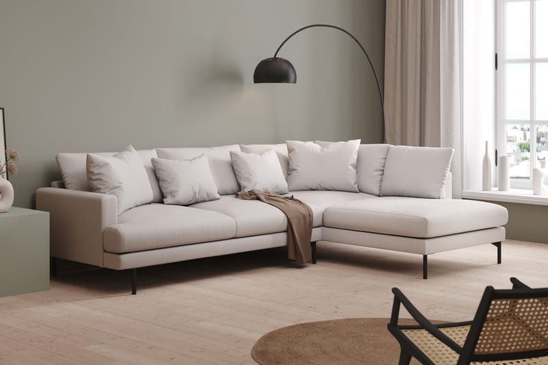 Menard 4-seters Høyrevendt L-formet Sjeselongsofa i Stoff - Hvit - Møbler - Sofaer - Sofa med sjeselong