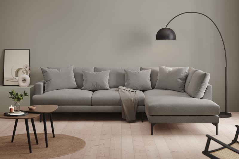 Menard 4-seters Høyrevendt L-formet Sjeselongsofa i Stoff - Mørk grå - Møbler - Sofaer - Sofa med sjeselong