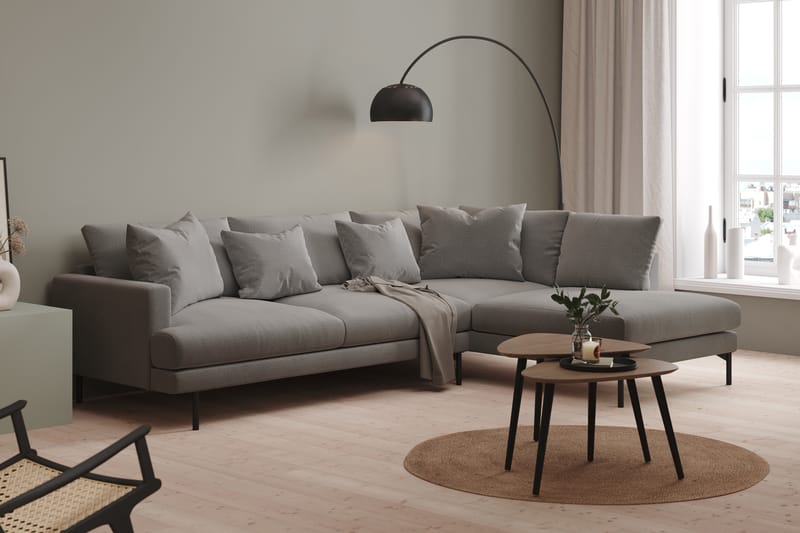 Menard 4-seters Høyrevendt L-formet Sjeselongsofa i Stoff - Mørk grå - Møbler - Sofaer - Sofa med sjeselong