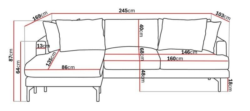Menard 4-seters Venstrevendt Dyp L-formet Divansofa i Stoff - Beige - Møbler - Sofaer - Sofa med sjeselong