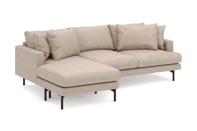 Menard 4-seters Venstrevendt Dyp L-formet Divansofa i Stoff - Beige - Møbler - Sofaer - Sofa med sjeselong
