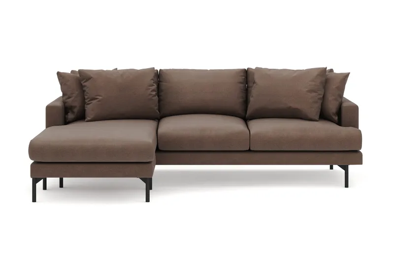Menard 4-seters Venstrevendt Dyp L-formet Divansofa i Stoff - Brun - Møbler - Sofaer - Sofa med sjeselong
