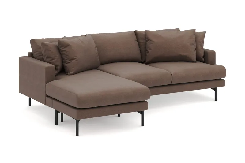 Menard 4-seters Venstrevendt Dyp L-formet Divansofa i Stoff - Brun - Møbler - Sofaer - Sofa med sjeselong