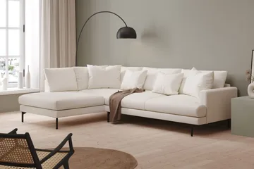 Menard 4-seters Venstrevendt Dyp L-formet Sjeselongsofa i Bouclé - Hvit - Møbler - Sofaer - Sofa med sjeselong
