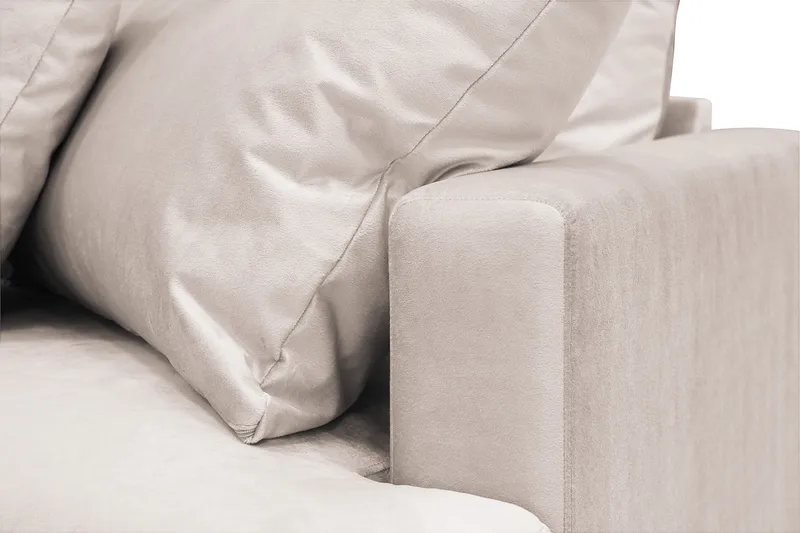 Menard 4-seters Venstrevendt Dyp L-formet Sjeselongsofa i Fløyel - Beige - Møbler - Sofaer - Sofa med sjeselong