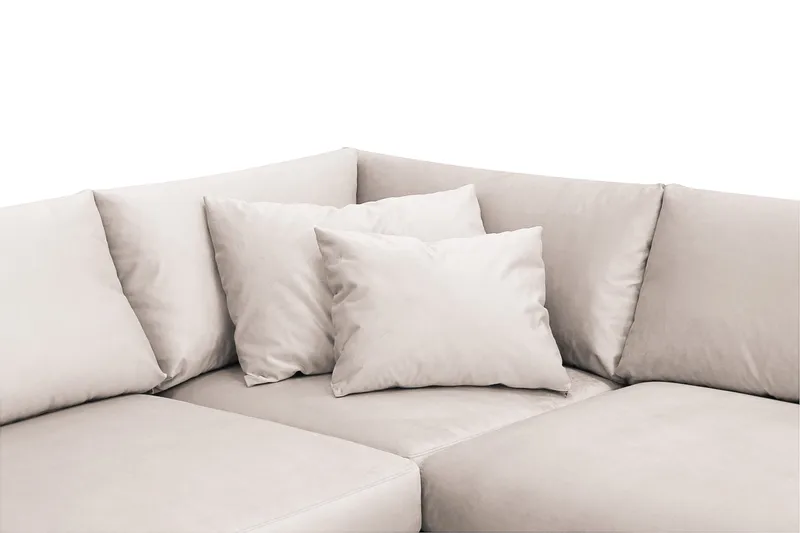 Menard 4-seters Venstrevendt Dyp L-formet Sjeselongsofa i Fløyel - Beige - Møbler - Sofaer - Sofa med sjeselong