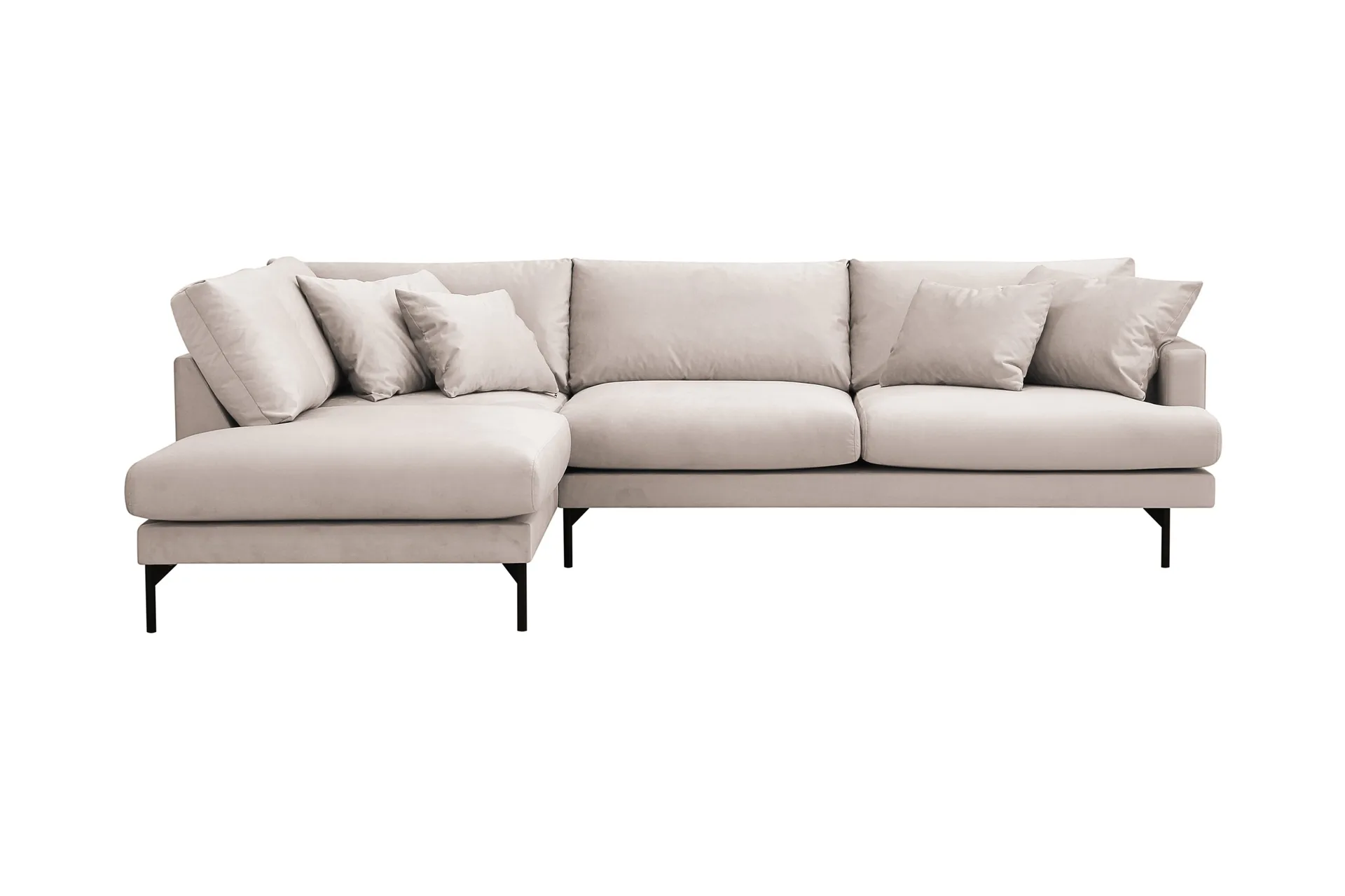 Menard 4-seters Venstrevendt Dyp L-formet Sjeselongsofa i Fløyel - Beige