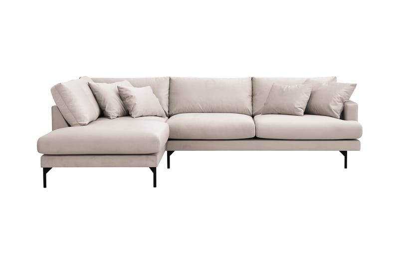 Menard 4-seters Venstrevendt Dyp L-formet Sjeselongsofa i Fløyel - Beige - Møbler - Sofaer - Sofa med sjeselong