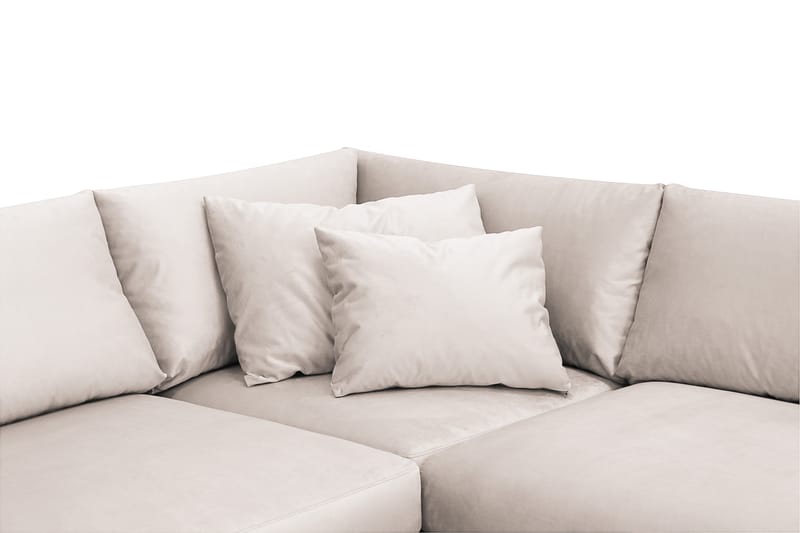 Menard 4-seters Venstrevendt Dyp L-formet Sjeselongsofa i Fløyel - Beige - Møbler - Sofaer - Sofa med sjeselong