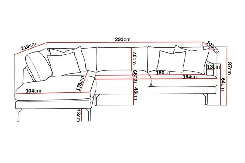 Menard 4-seters Venstrevendt Dyp L-formet Sjeselongsofa i Fløyel - Beige - Møbler - Sofaer - Sofa med sjeselong