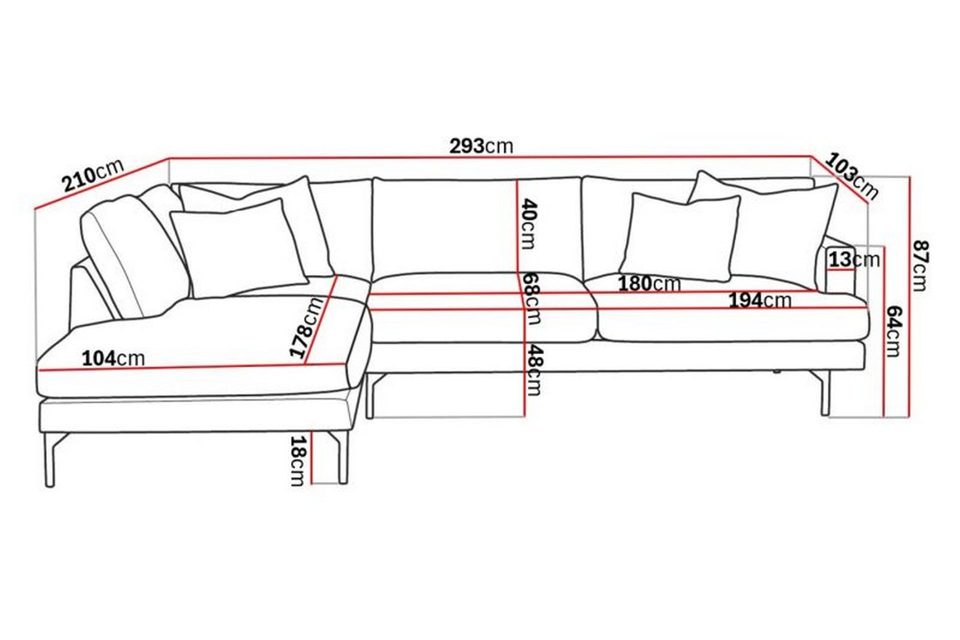 Menard 4-seters Venstrevendt Dyp L-formet Sjeselongsofa i Fløyel - Kremhvit - Møbler - Sofaer - Sofa med sjeselong