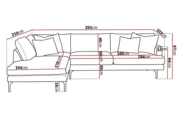 Menard 4-seters Venstrevendt Dyp L-formet Sjeselongsofa i Fløyel - Kremhvit - Møbler - Sofaer - Sofa med sjeselong