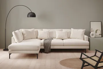 Menard 4-seters Venstrevendt Dyp L-formet Sjeselongsofa i Fløyel - Kremhvit - Møbler - Sofaer - Sofa med sjeselong