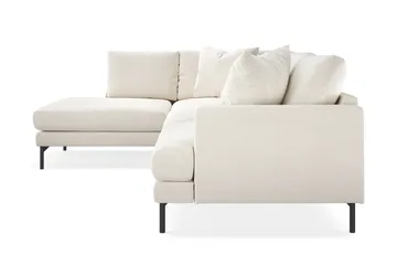 Menard 4-seters Venstrevendt Dyp L-formet Sjeselongsofa i Fløyel - Kremhvit - Møbler - Sofaer - Sofa med sjeselong