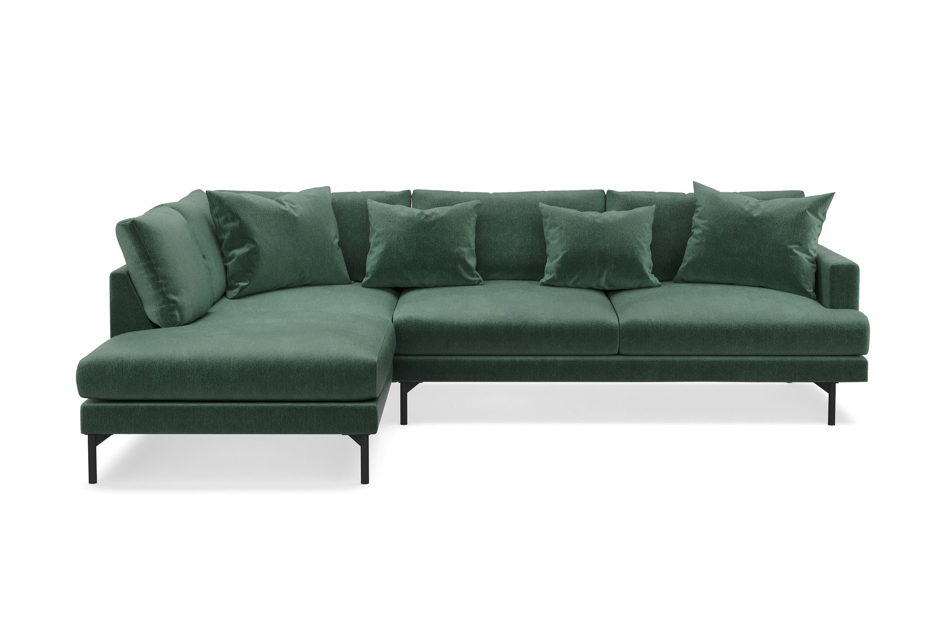 Menard 4-seters Venstrevendt Dyp L-formet Sjeselongsofa i Fløyel - Mørk grønn - Møbler - Sofaer - Sofa med sjeselong
