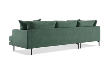 Menard 4-seters Venstrevendt Dyp L-formet Sjeselongsofa i Fløyel - Mørk grønn - Møbler - Sofaer - Sofa med sjeselong