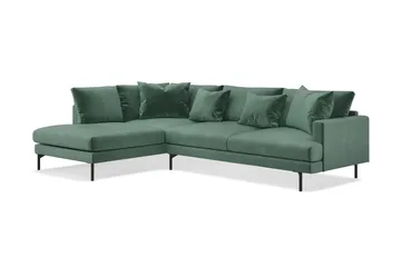 Menard 4-seters Venstrevendt Dyp L-formet Sjeselongsofa i Fløyel - Mørk grønn - Møbler - Sofaer - Sofa med sjeselong