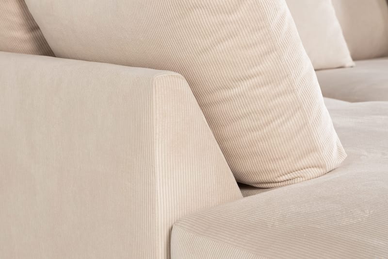 Menard 4-seters Venstrevendt Dyp L-formet Sjeselongsofa i Manchester - Beige - Møbler - Sofaer - Sofa med sjeselong