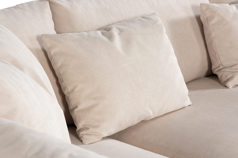 Menard 4-seters Venstrevendt Dyp L-formet Sjeselongsofa i Manchester - Beige - Møbler - Sofaer - Sofa med sjeselong