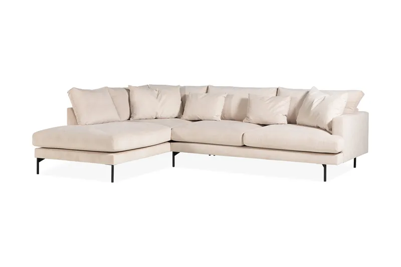 Menard 4-seters Venstrevendt Dyp L-formet Sjeselongsofa i Manchester - Beige - Møbler - Sofaer - Sofa med sjeselong