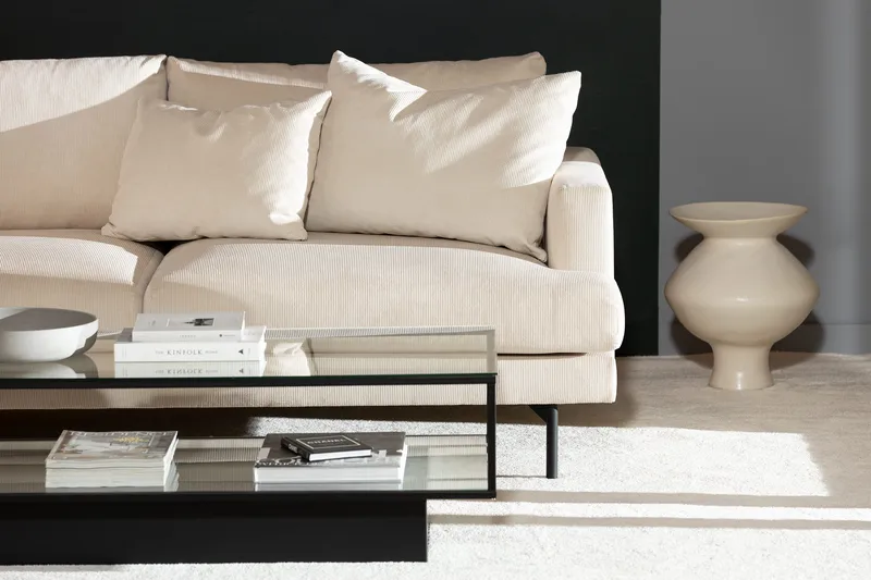 Menard 4-seters Venstrevendt Dyp L-formet Sjeselongsofa i Manchester - Beige - Møbler - Sofaer - Sofa med sjeselong