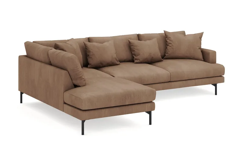 Menard 4-seters Venstrevendt Dyp L-formet Sjeselongsofa i Manchester - Brun - Møbler - Sofaer - Sofa med sjeselong