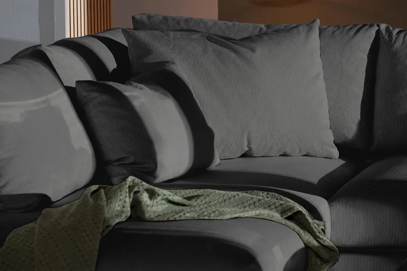 Menard 4-seters Venstrevendt Dyp L-formet Sjeselongsofa i Manchester - Grå - Møbler - Sofaer - Sofa med sjeselong