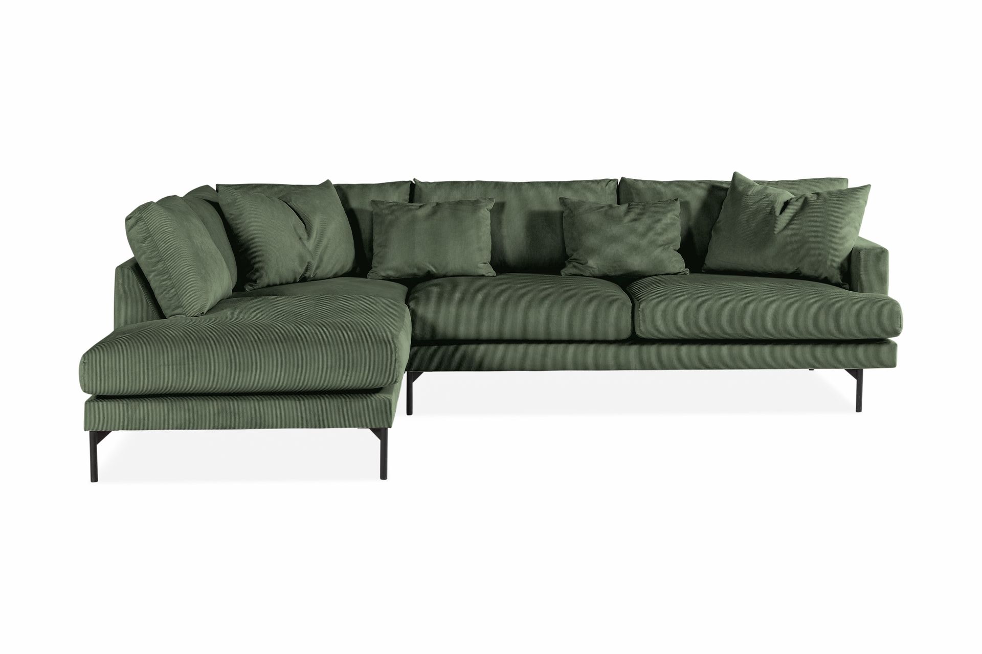 Menard 4-seters Venstrevendt Dyp L-formet Sjeselongsofa i Manchester - Grønn - Møbler - Sofaer - Sofa med sjeselong