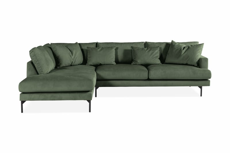 Menard 4-seters Venstrevendt Dyp L-formet Sjeselongsofa i Manchester - Grønn - Møbler - Sofaer - Sofa med sjeselong