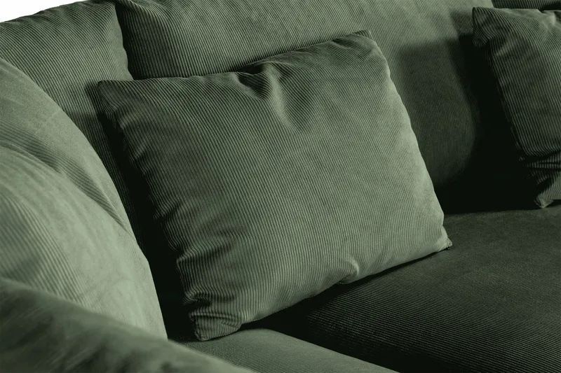 Menard 4-seters Venstrevendt Dyp L-formet Sjeselongsofa i Manchester - Grønn - Møbler - Sofaer - Sofa med sjeselong