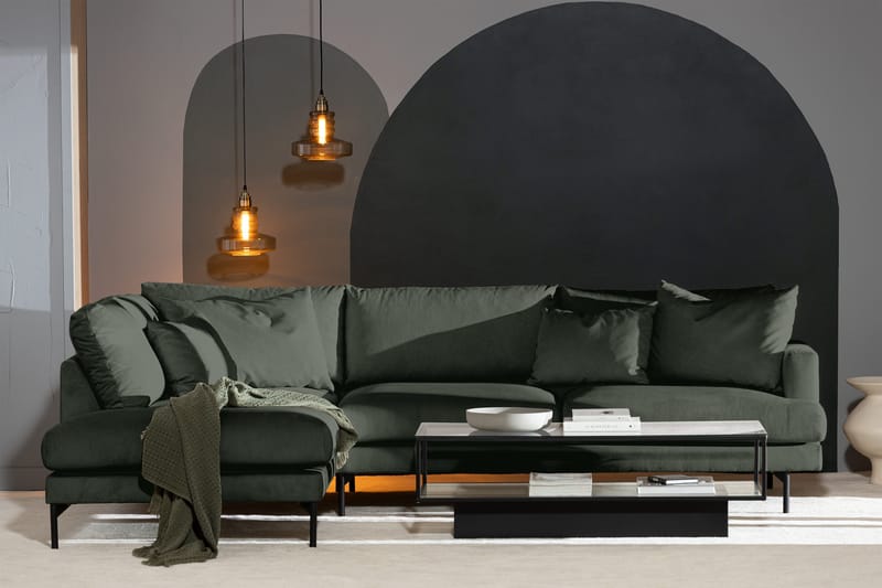 Menard 4-seters Venstrevendt Dyp L-formet Sjeselongsofa i Manchester - Grønn - Møbler - Sofaer - Sofa med sjeselong