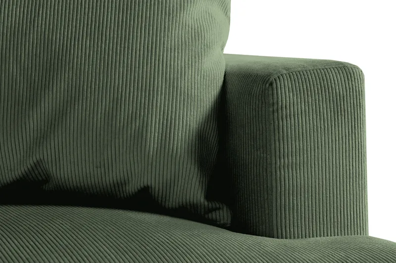 Menard 4-seters Venstrevendt Dyp L-formet Sjeselongsofa i Manchester - Grønn - Møbler - Sofaer - Sofa med sjeselong